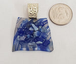 Handblown Blue and White Glass Pendant