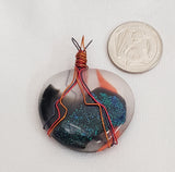 Fire Water Wire Wrapped Glass Pendant