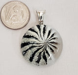 Handblown Black and White Spiral Glass Pendant