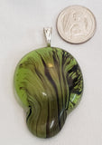 Handblown Green Melt Spiral Glass Pendant