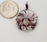 Wire Wrapped Handblown Spiral Glass Pendant