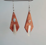 Recycled wood dangly ear rings