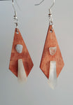 Recycled wood dangly ear rings