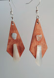 Recycled wood dangly ear rings