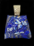 Handblown Blue and White Glass Pendant