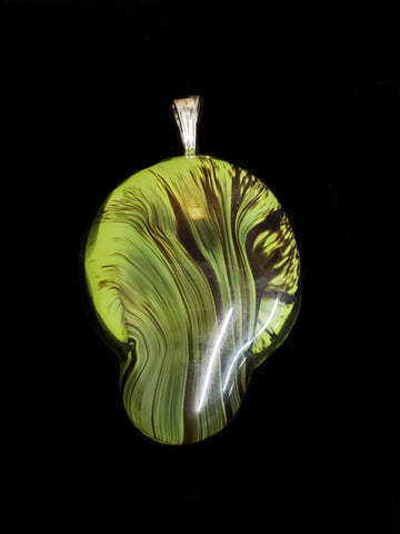 Handblown Green Melt Spiral Glass Pendant