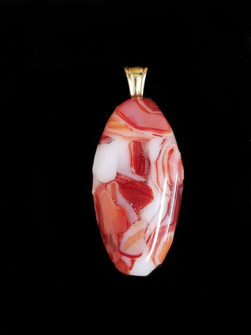 Red and White Glass Pendant