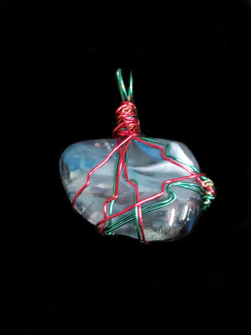 Storm Wire Wrapped Glass Pendant