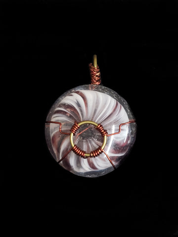 Wire Wrapped Handblown Spiral Glass Pendant